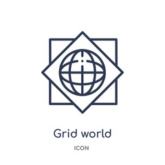 grid world icon from signs outline collection. Thin line grid world icon isolated on white background.