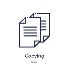 copying icon from signs outline collection. Thin line copying icon isolated on white background.