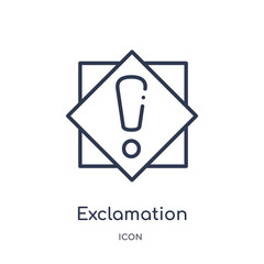 exclamation icon from signs outline collection. Thin line exclamation icon isolated on white background.