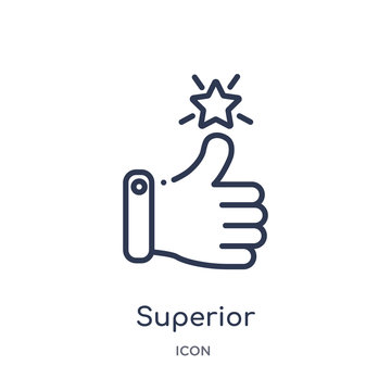 superior icon from signs outline collection. Thin line superior icon isolated on white background.