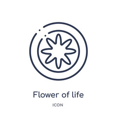 flower of life icon from shapes and symbols outline collection. Thin line flower of life icon isolated on white background.