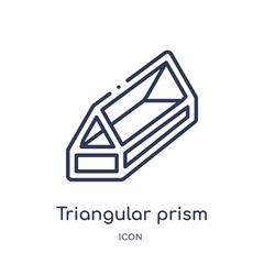 triangular prism icon from shapes outline collection. Thin line triangular prism icon isolated on white background.