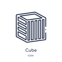 cube icon from shapes outline collection. Thin line cube icon isolated on white background.