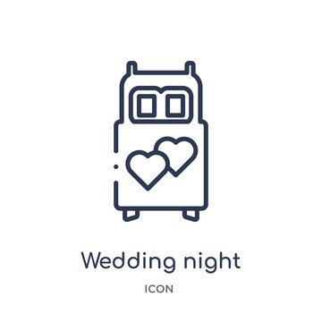 wedding night icon from shapes outline collection. Thin line wedding night icon isolated on white background.