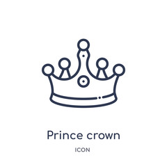 prince crown icon from shapes outline collection. Thin line prince crown icon isolated on white background.