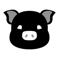 Silhouete of a cute pig head. Vector illustration design