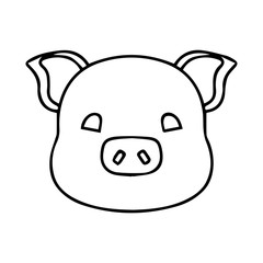 Outline of a cute pig head. Vector illustration design