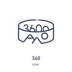 360 icon from shapes outline collection. Thin line 360 icon isolated on white background.