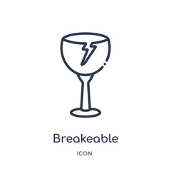 breakeable icon from shapes outline collection. Thin line breakeable icon isolated on white background.