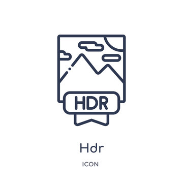 hdr icon from shapes outline collection. Thin line hdr icon isolated on white background.