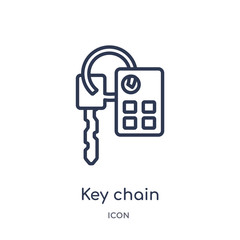key chain icon from security outline collection. Thin line key chain icon isolated on white background.