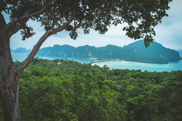 Beautiful Tropical Beach PP Island, Krabi, Phuket, Thailand. blue ocean background Summer view Sunshine at Sand and Sea Asia Beach Destinations 
