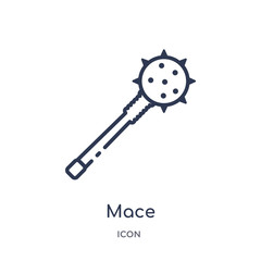 mace icon from security outline collection. Thin line mace icon isolated on white background.