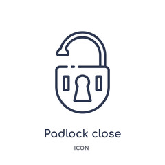 padlock close icon from security outline collection. Thin line padlock close icon isolated on white background.