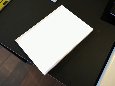 Blank White Catalog, Notebook, Paper, Sheet, Magazines,book Mock Up, Mockup, On Black Wooden Table, Desk Background, Modern