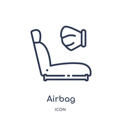 airbag icon from security outline collection. Thin line airbag icon isolated on white background.