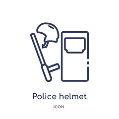 police helmet icon from security outline collection. Thin line police helmet icon isolated on white background.