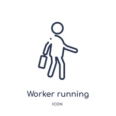 worker running icon from people outline collection. Thin line worker running icon isolated on white background.