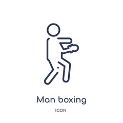 man boxing icon from people outline collection. Thin line man boxing icon isolated on white background.