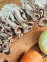 느타리 버섯과 채소들, 당근, 양파, 파