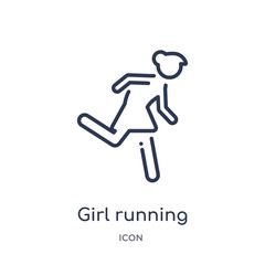 girl running icon from people outline collection. Thin line girl running icon isolated on white background.