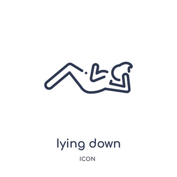 iying down icon from people outline collection. Thin line iying down icon isolated on white background.