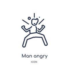 man angry icon from people outline collection. Thin line man angry icon isolated on white background.