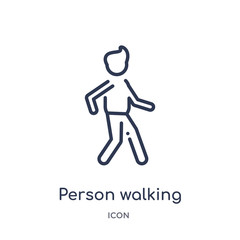person walking icon from people outline collection. Thin line person walking icon isolated on white background.