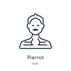 pierrot icon from people outline collection. Thin line pierrot icon isolated on white background.
