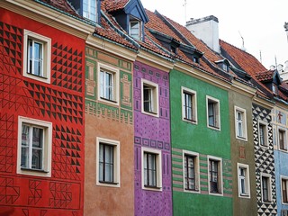 Colorful townhouses (buildings, blocks) in the old market, 