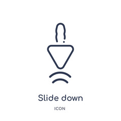 slide down icon from people outline collection. Thin line slide down icon isolated on white background.