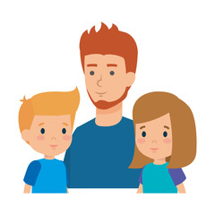 father with son and daughter characters