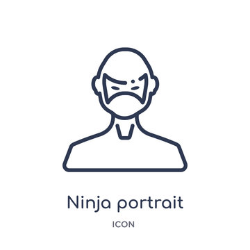 ninja portrait icon from people outline collection. Thin line ninja portrait icon isolated on white background.