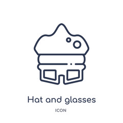 hat and glasses icon from people outline collection. Thin line hat and glasses icon isolated on white background.