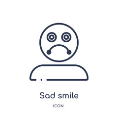 sad smile icon from people outline collection. Thin line sad smile icon isolated on white background.