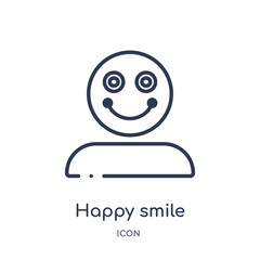 happy smile icon from people outline collection. Thin line happy smile icon isolated on white background.