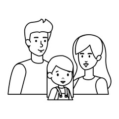 parents couple with daughter characters