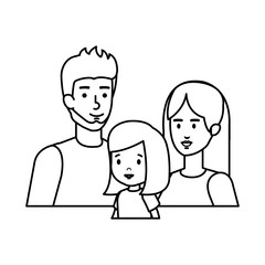 parents couple with daughter characters