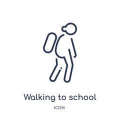 walking to school icon from people outline collection. Thin line walking to school icon isolated on white background.
