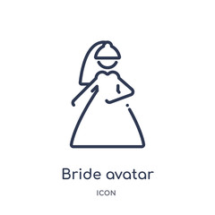 bride avatar icon from people outline collection. Thin line bride avatar icon isolated on white background.