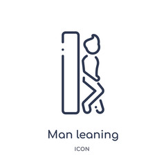 man leaning against the wall icon from people outline collection. Thin line man leaning against the wall icon isolated on white background.