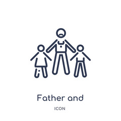 father and children icon from people outline collection. Thin line father and children icon isolated on white background.
