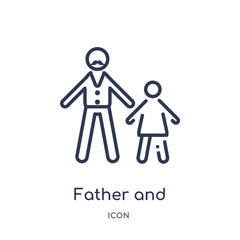 father and daughter icon from people outline collection. Thin line father and daughter icon isolated on white background.