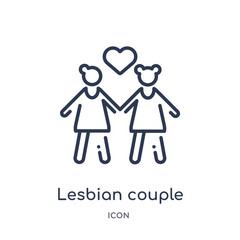 lesbian couple icon from people outline collection. Thin line lesbian couple icon isolated on white background.