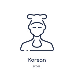 korean icon from people outline collection. Thin line korean icon isolated on white background.