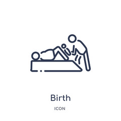 birth icon from people outline collection. Thin line birth icon isolated on white background.