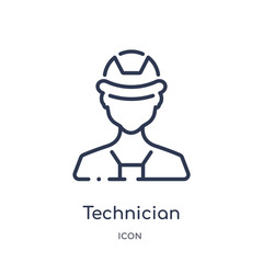 technician icon from people outline collection. Thin line technician icon isolated on white background.