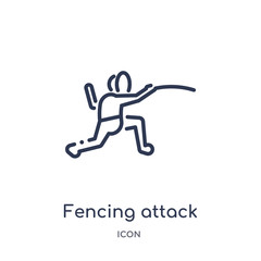 fencing attack icon from people outline collection. Thin line fencing attack icon isolated on white background.