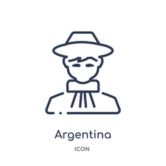 argentina icon from people outline collection. Thin line argentina icon isolated on white background.