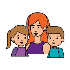 mother with daughter and son characters